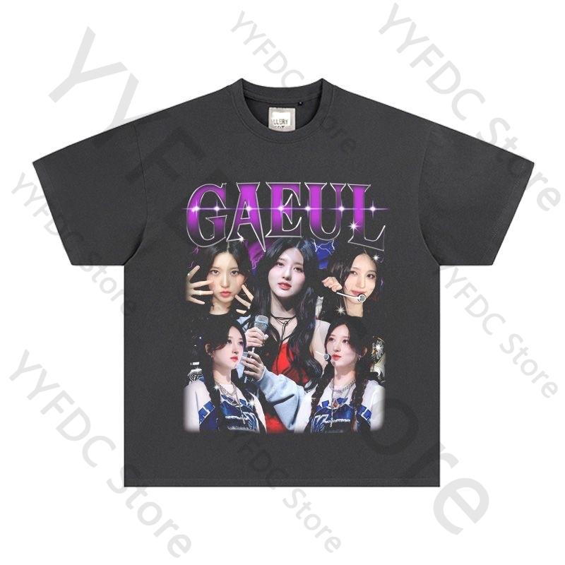 New GAEUL T Shirt Streetwear Retro Trend Y2K Tshirt Women Unisex Summer Cotton Short Sleeve Tee Tops Kpop Fashion Fans Clothes