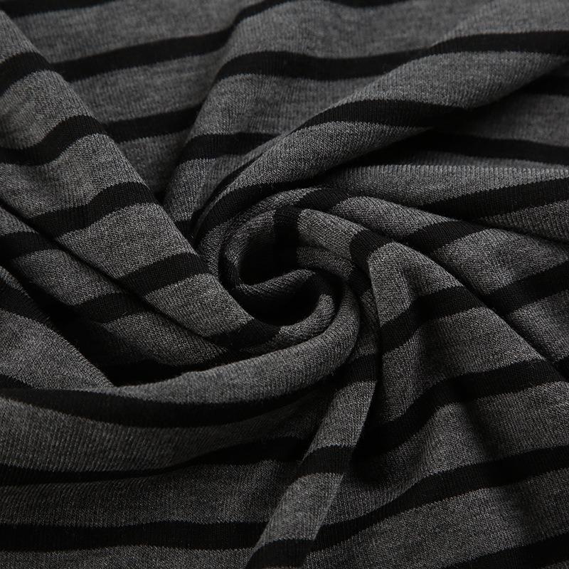 Women's Striped One-shoulder Long-sleeved Top Slouchy Wind Niche Hundreds of Light Cover-up Meat Thin T-shirt
