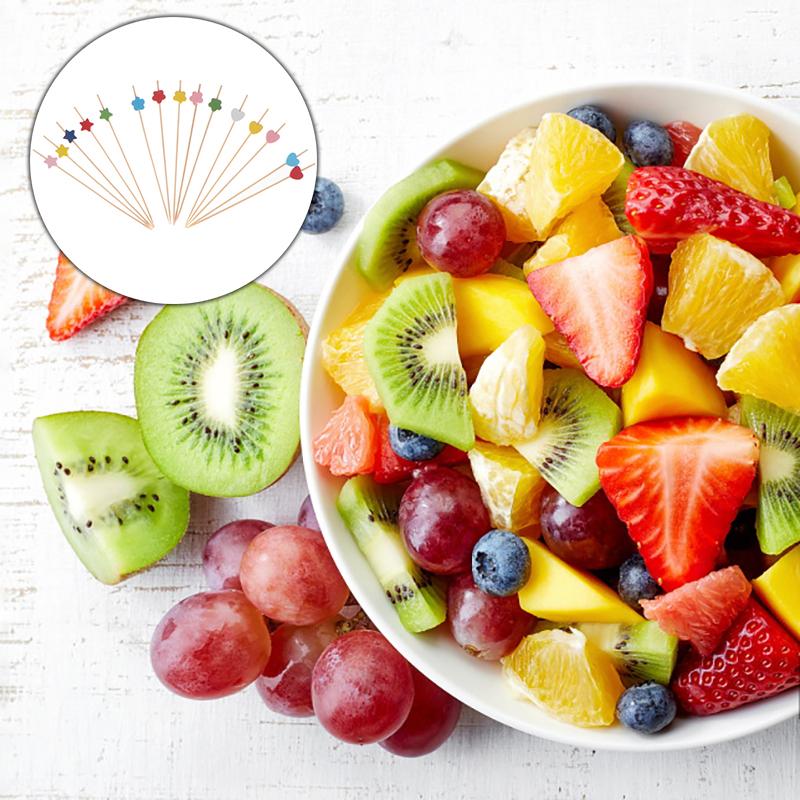 New 50/100pcs Beads Food Christmas Picks Dessert Buffet Fruit Salad Fork Cake Muffin Party Vegetable Sticks Cocktail Toothpicks