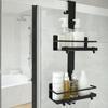 Aufhängbarer Duschkorb aus Edelstahl, bewegliches Badezimmer-Aufbewahrungsregal mit großer Kapazität und Haken, zum Aufhängen an der Tür ohne Bohren