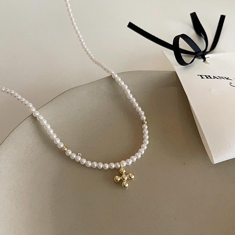Vintage French Pearl Crystal Choker - Elegant Korean-Inspired Necklace for Women