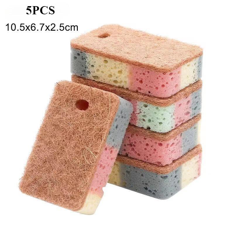 5/10pcs Dishwashing Sponge Wood Pulp Cotton Color Magic Cleaning Sponge Remove Rust Pot Brushes Kitchen Washing Tool