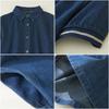 2026 Summer Short-Sleeve POLO Collar Denim A-line Midi Dress