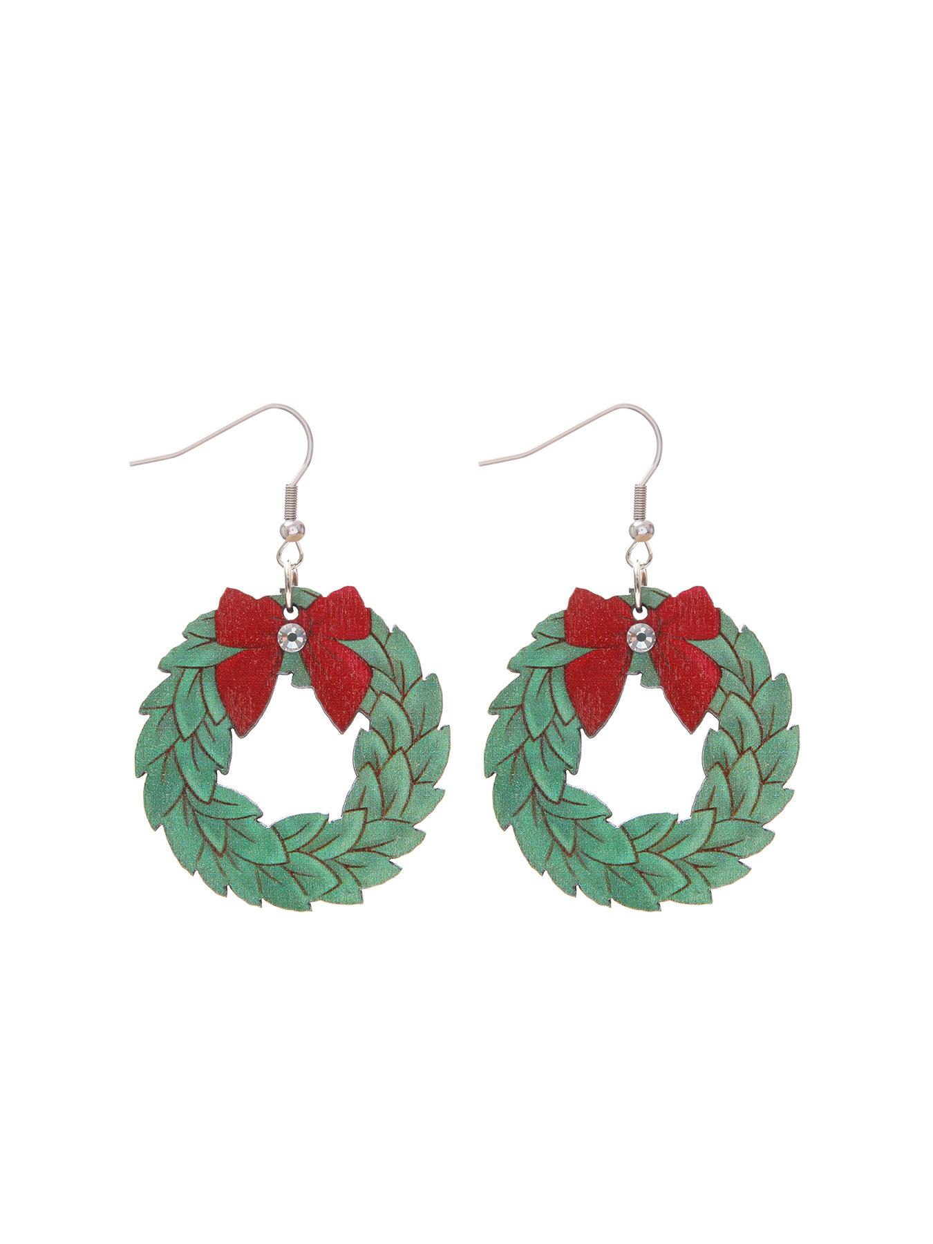 Christmas Party Cute Scarf Snowman Christmas Tree Cartoon Wooden Earrings Simple Personalized Earrings