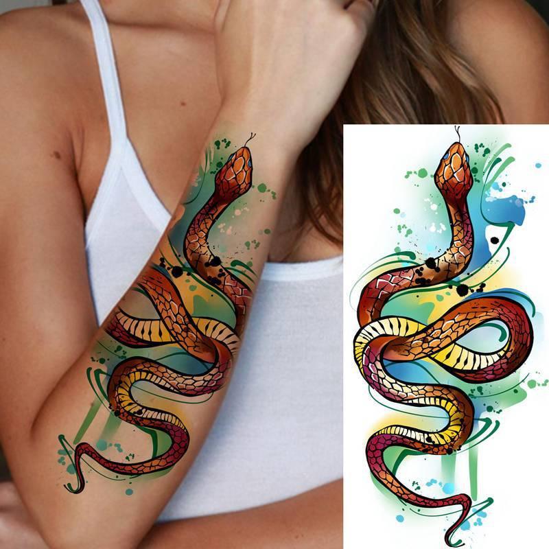 Kreativer Schlangen- & Skorpionblumen-Tattoo-Aufkleber - Temporäres Armdesign