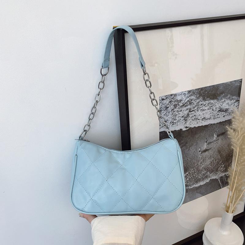 Textured Diamond On the New Casual 2025 Spring New Solid Color Fashion Trend Foreign Style Portable Underarm Shoulder Women's Bag