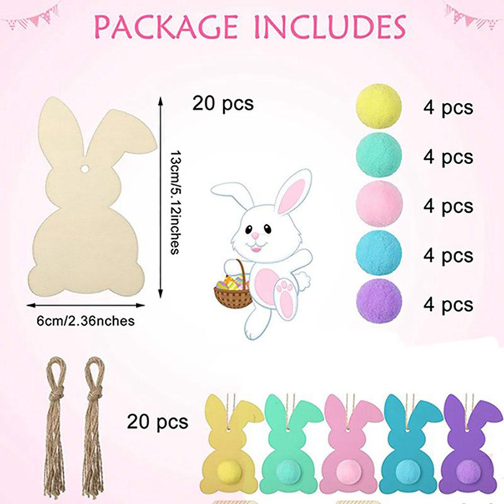 20 Stück Kaninchen Holzausschnitte Dekoration Hase Holzornamente Feiertagsdekor Holzanhänger für Bastelarbeiten