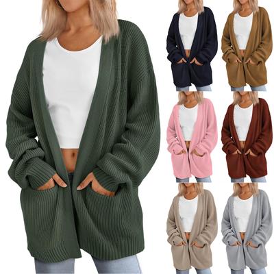 Women's Cardigan Knit Sweater Open Front Cardigan Casual Long Sleeve Lightweight Cardigans With Pockets
