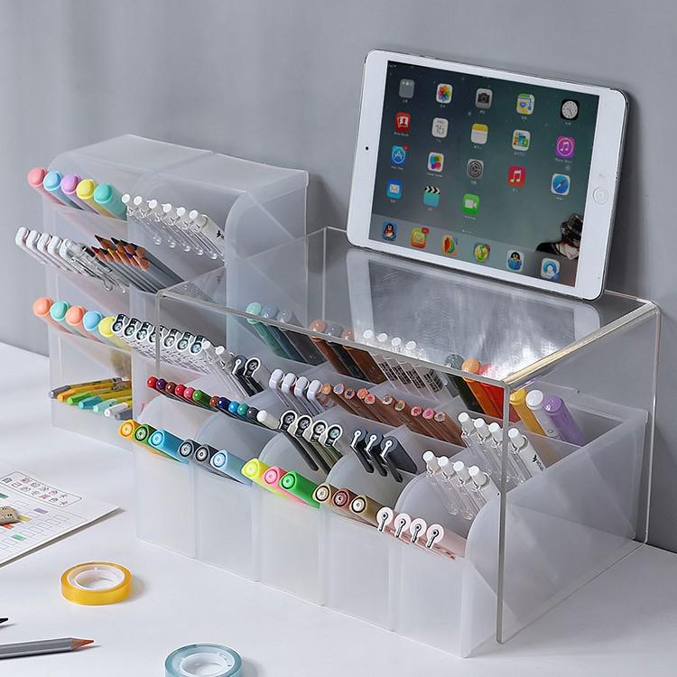 **Innovative Clear Slanted Pen Holder: Desktop Organizer for Students**