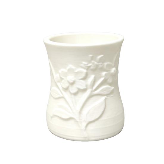 3D Printed Flower Vase, Exquisite Flower Embossed Vase, Decorative Flower Holder, Multi-purpose Pen Holder for Home Tabletop Decoration теплый белый