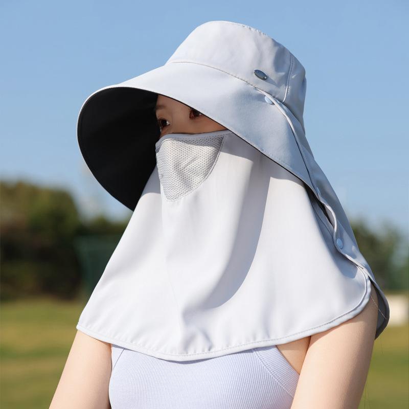Sun Hat Children'S Outdoor Uv Protection Sun Hat Elegant Face Cover Neck Shawl Hat Travel Beach Hat