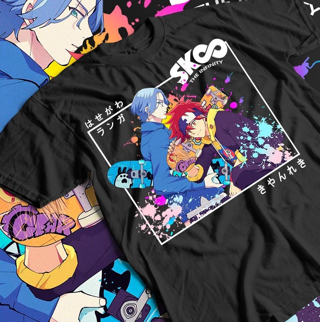 Футболка Sk8 the Infinity Ланга и Реки кулак к кулаку, Аниме футболка для скейтбординга, L