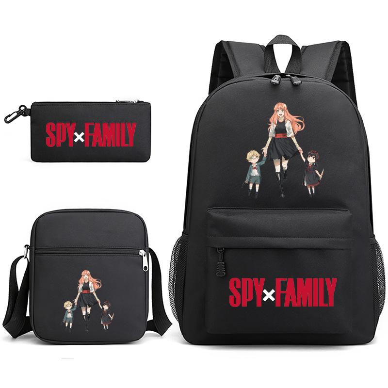 Spy Play House, Animation Periphery Backpack Student Schoolbag Satchel Pencil Case Three-Piece Set