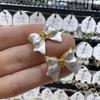 Silver Color Bowknot Stud Earrings for Female Elegant Wedding Part Ear Decoration Metal Knots Women's Unusual Earrings