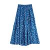 French Retro Irregular Ruffle Hem Floral Long Skirt