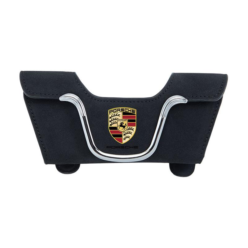 

For Porsche Cayenne Macan 911 Panamera Taycan Boxster Cayman etc Suede Sun Visor Sunglasses Case Magnetic Clip Glasses Holder чорний