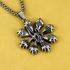 Titanium Steel Flower Skull Pendant Punk Necklace Retro Trendy Men's Skull Flower Necklace