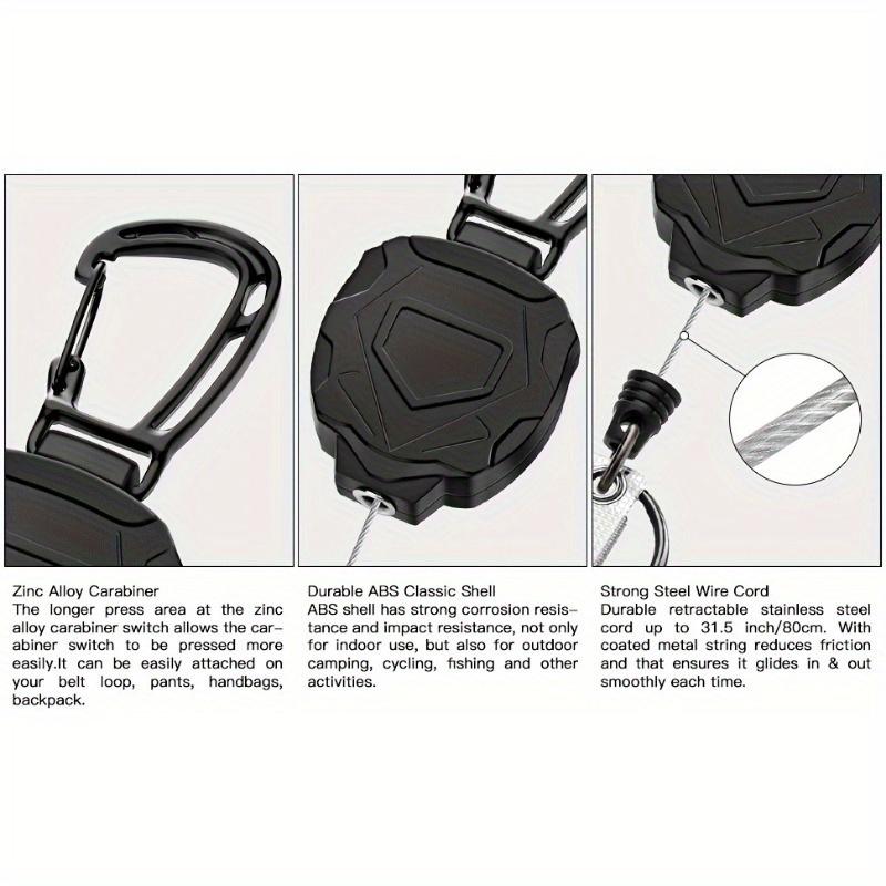 Boucle d'escalade en plein air avec clip pour badge en fil d'acier - Construction durable en ABS et acier inoxydable, clip vertical avec porte-clés mousqueton