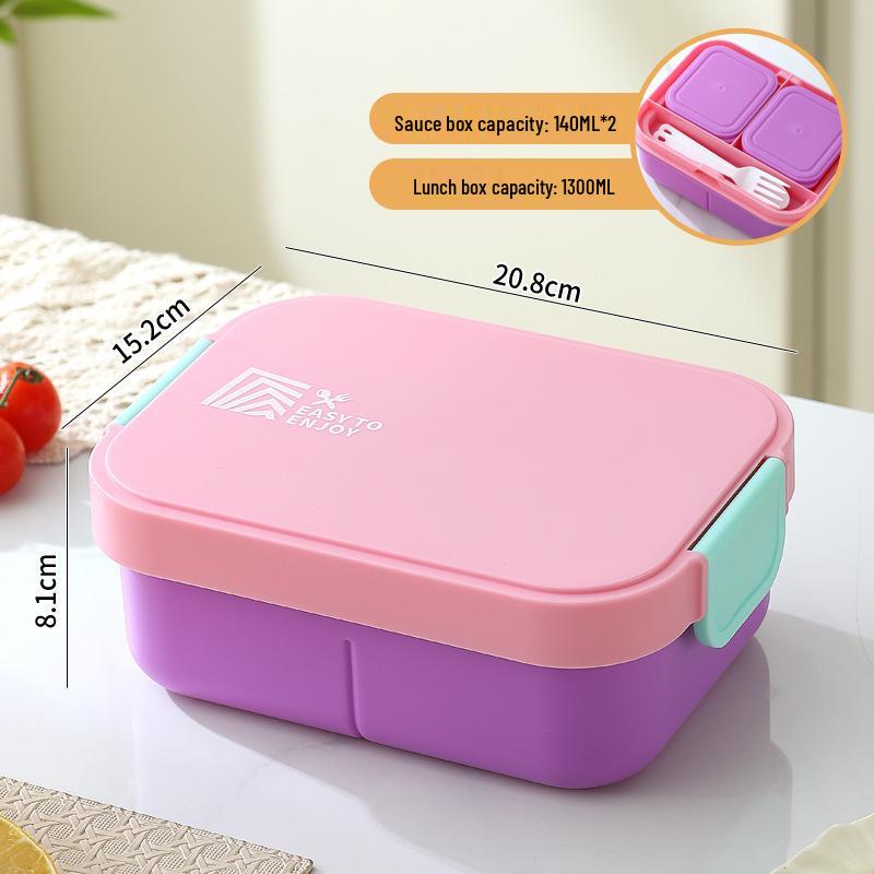 Nordic-Style Stainless Steel Lunch Box with Compartments, Fork, and Spoon - Microwave Safe
