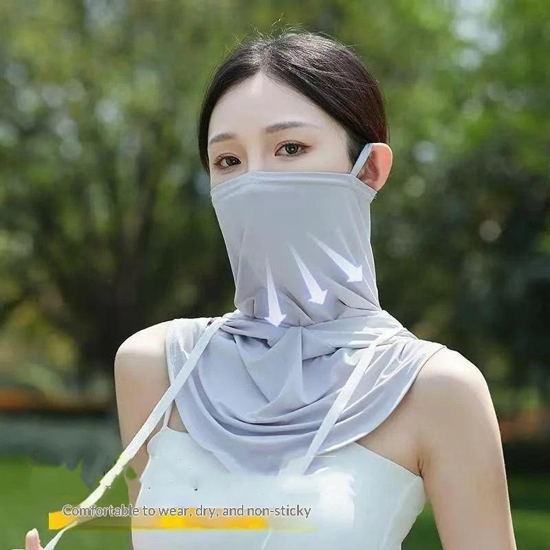 Ice Silk UV Protection Full Face Cover Hood Wide Brim Cooling Touch Breathable for Cycling Golf Outdoor Sports