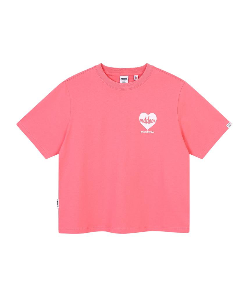 OUTDOOR PRODUCTS W Heart Logo Half Sleeves (Light Pink)
