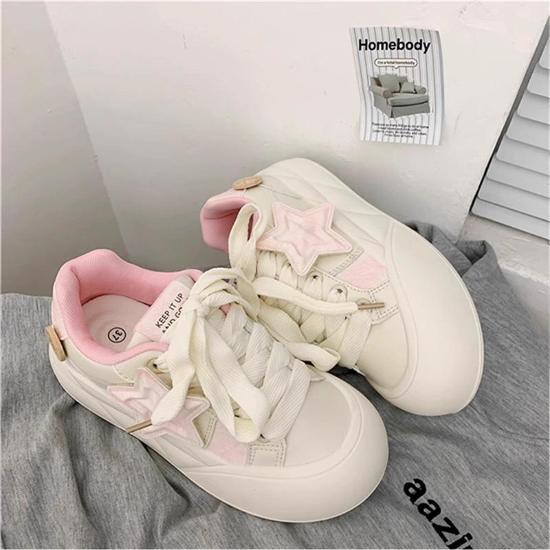 2025 new summer little white shoes female cute platform casual versatile milk huhu big head bread shoes round head board shoes
