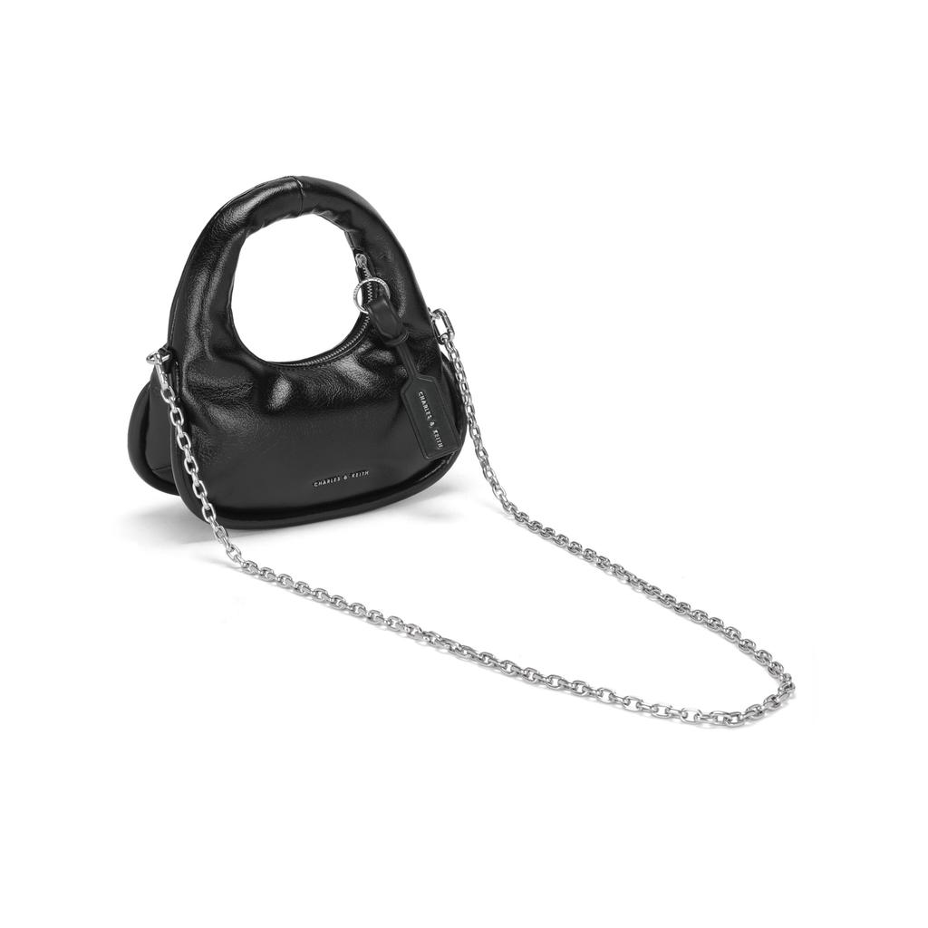 New CHARLES&KEITH PU One Shoulder Handbag Small Women's Noir Black CK2-40151334