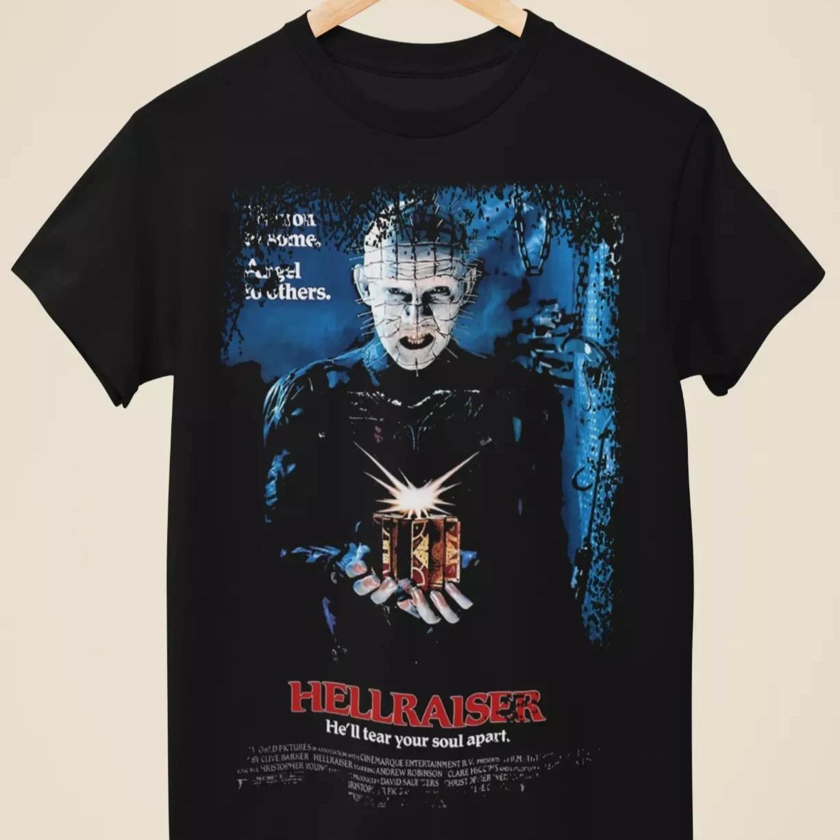 2026 Sommer Mode Herren Damen Sommer Hellraiser Filmplakat Inspiriert Unisex Schwarzes T-Shirt Grafik Kurzarmshirt Unisex L