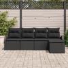 VidaXL Ensemble de canapé de jardin 5 pièces avec coussins Noir Poly Rattan 3346003