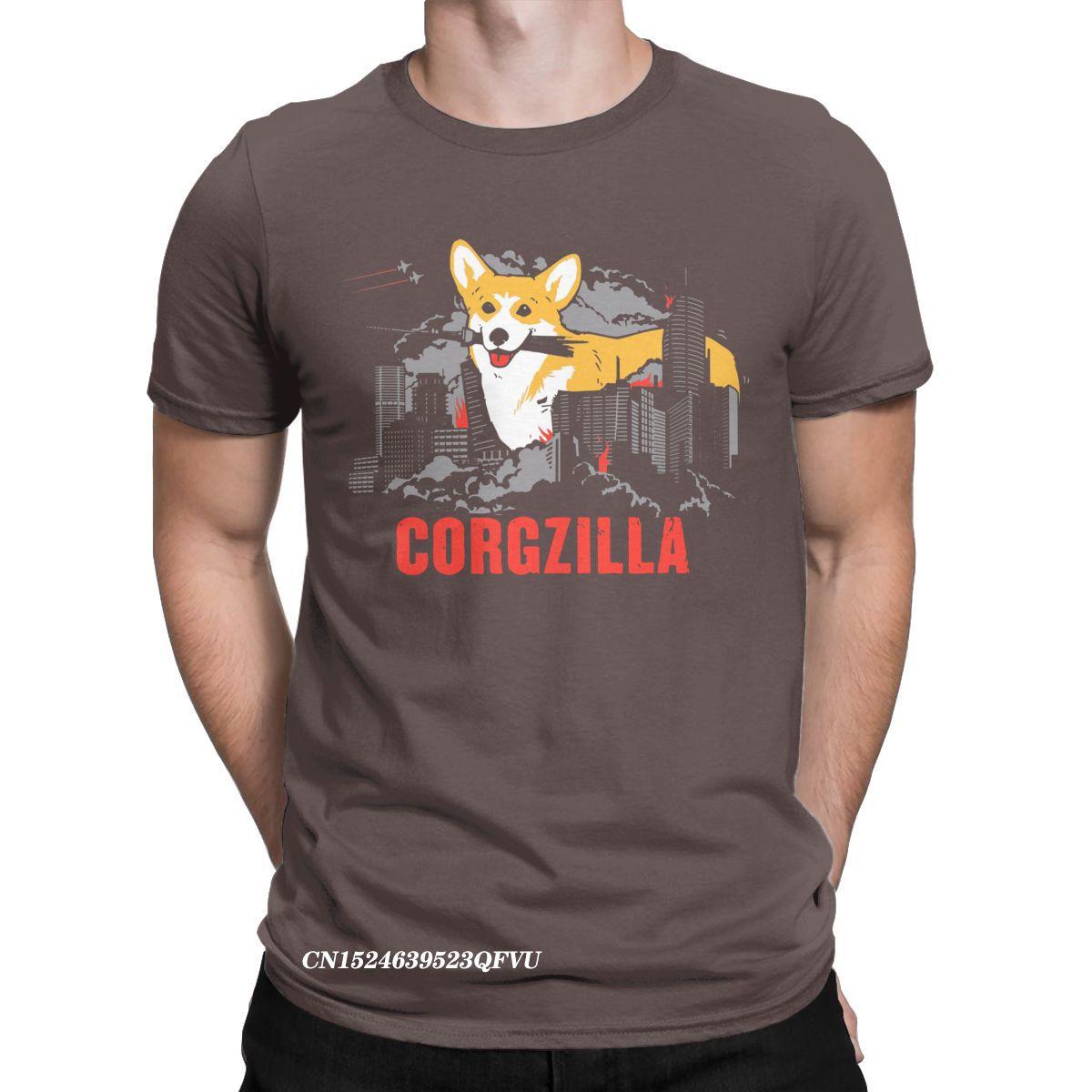 

Мужская футболка CORGZILLA Corgi Dog Pup Fluff Pet Premium Cotton Clothing Funny Harajuku Manga Tees Party T Shirts XXXXL коричневый