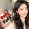 2024 New Style Silver Stud Earrings: Fashionable & Trendy Red Bow Design for Women
