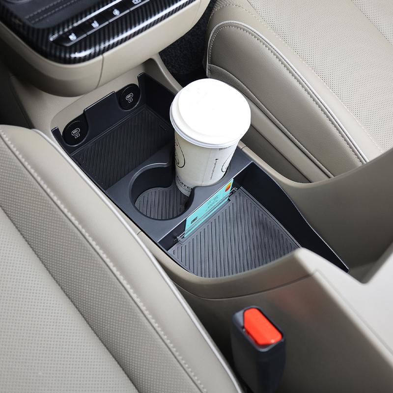 Car Interior Trim Black Cup Holder/Central Storage Box Console Armrest Organizer Holder ABS Material For Hyundai IONIQ 5 PE 2025