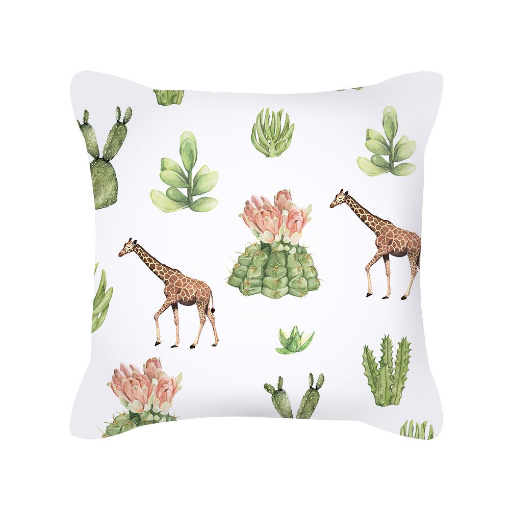 Small Fresh Peach Skin Pillowcase Nordic Summer Green Plant Cushion Pillowcase Home Supplies