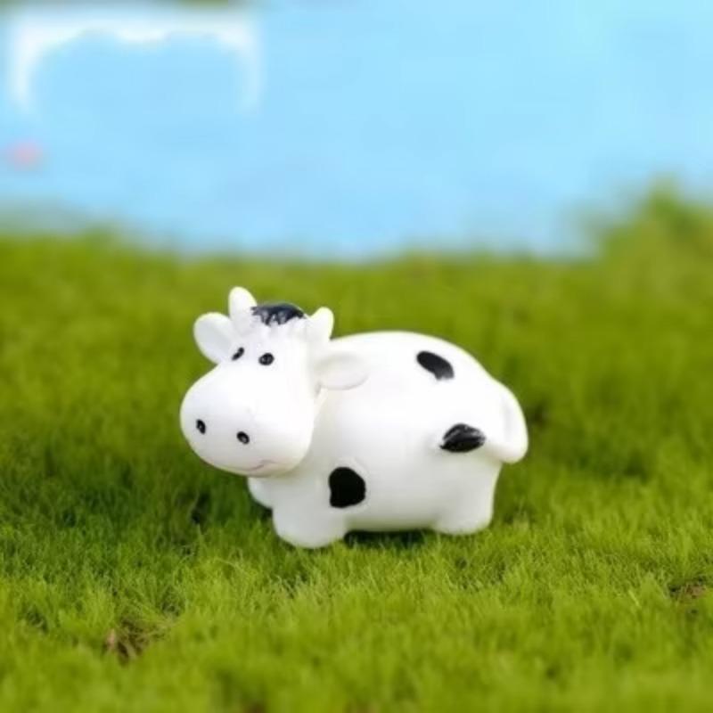 3PCS Cow Family Mini Animal Statue Model Car Ornament Craft Bonsai Decor Miniature Home Fairy Garden Decoration DIY Accessories