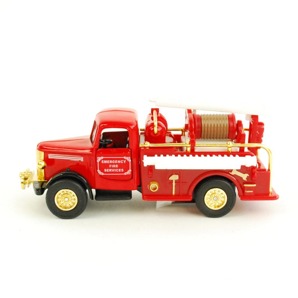 Metal Miniature Car Classic Fire Truck Hose Die-cast Pull-Back Die-cast (Gold Truck)