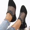 Rhinestone Sandals Women's Mesh Shoes Medium Heel Low Heel Flat Bottom Bag Head Single Shoes Women's Breathable Women's Shoes