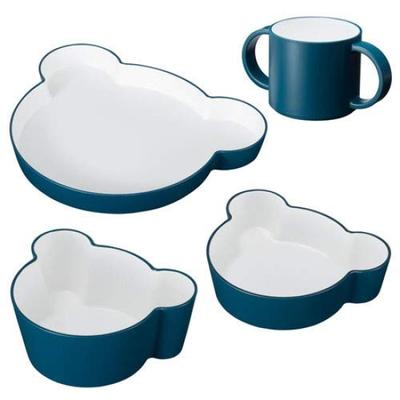 Tak KIDS Tellerset Geschenkbox, Bär, MarineblauTak Kindergeschirr Set, Spülmaschinenfest, 4-teiliges Set, Hergestellt in Japan, Unzerbrechlich, Mikrowellengeeignet