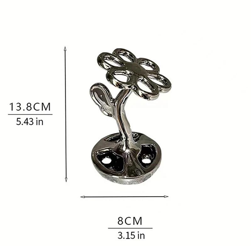 Keramik-Blumenförmiger Zahnbürstenhalter, Badezimmer-Kosmetikaufbewahrung