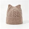 Women S Cat Ear Knit Beanie Warm Soft Twisted Wool Hat Cute Casual