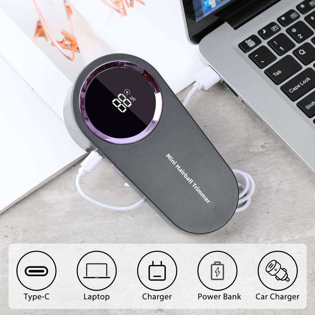 Portable USB Rechargeable Electric Lint Shaver and Fabric Trimmer with Digital Display, Includes Two Blades – Ideal for Clothes