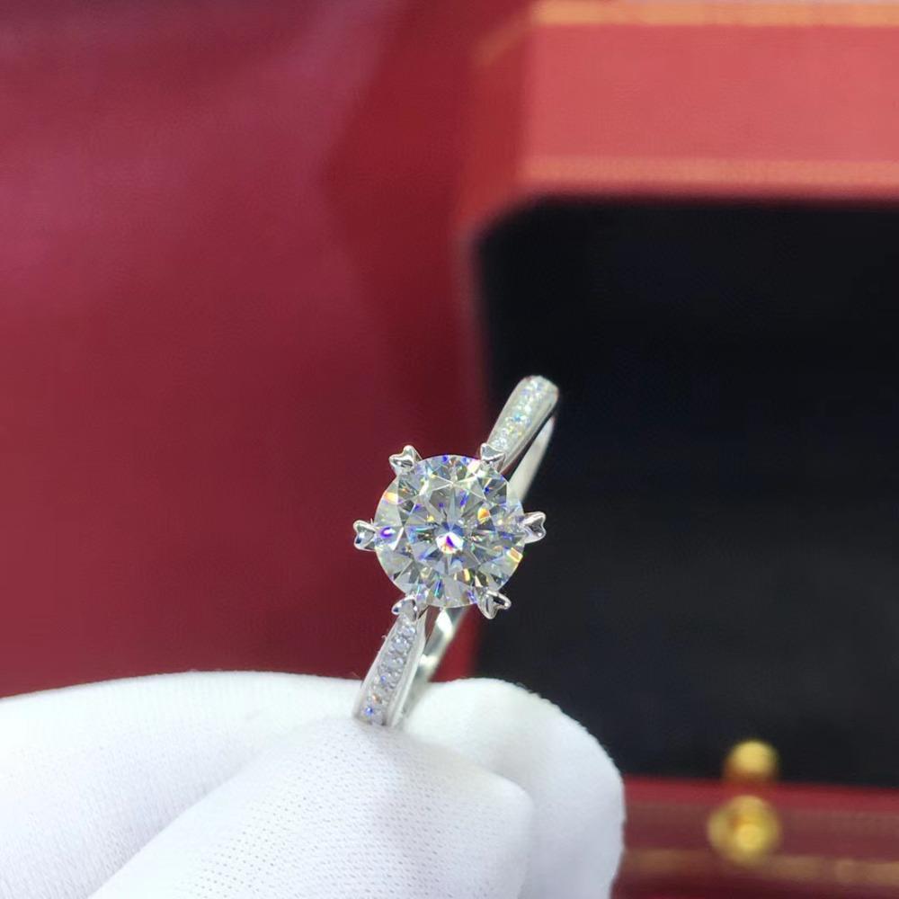 Luxury Women PT950 Platinum Heart 6 Prongs Adjustable High Carbon Diamond Ring Fashion Jewelry adjustable