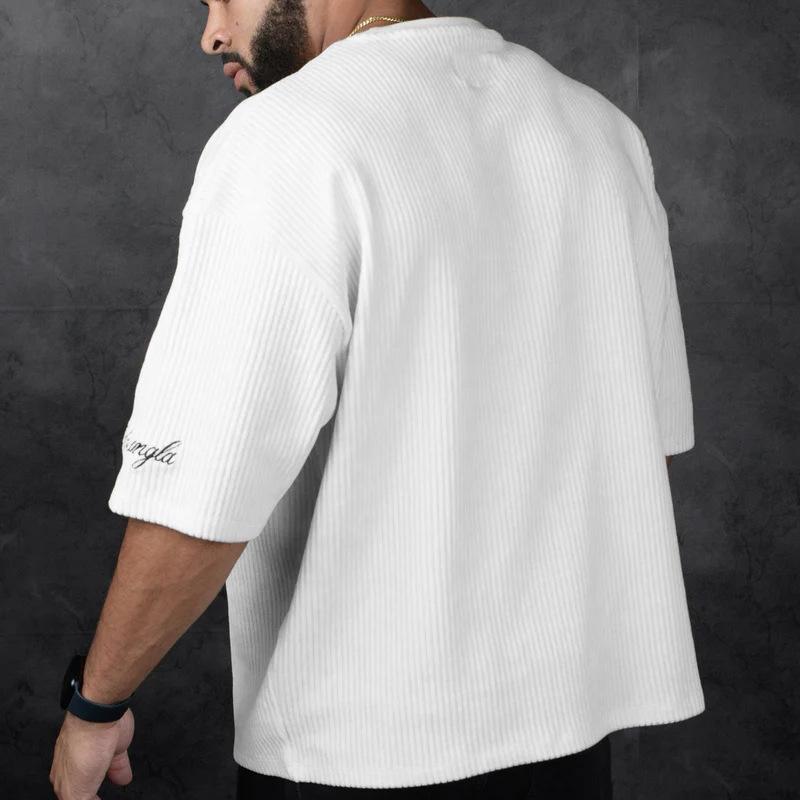 Men's Summer Fitness Sports Loose Casual T-shirt Crew Neck Cotton Running Short Sleeve Top