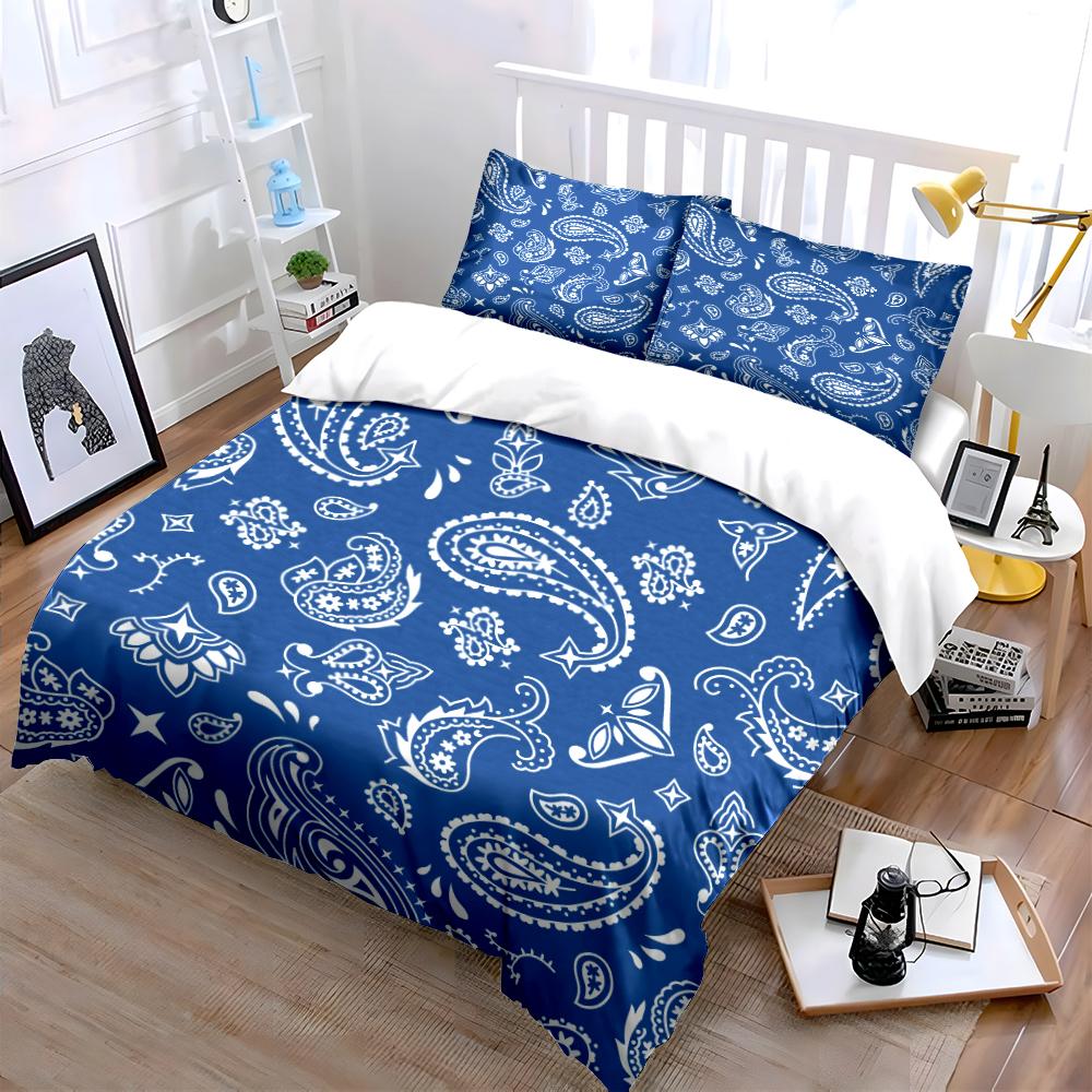 Blue Paisley Pattern Bedding Set Bedding set (1 duvet cover, 2 pillowcases, duvet not included)
