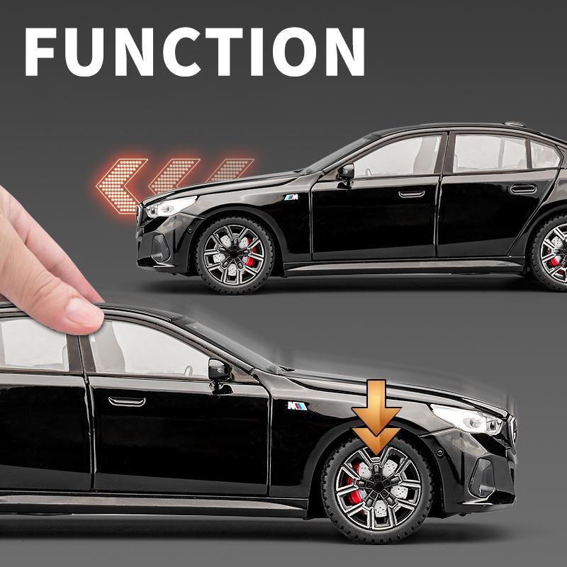 Diecast Miniature Voiture 1/24 BMW I5 M60 Alloy Car Model with Sound Light Children Boy Toy Vehicle Birthday Gift Home Decor