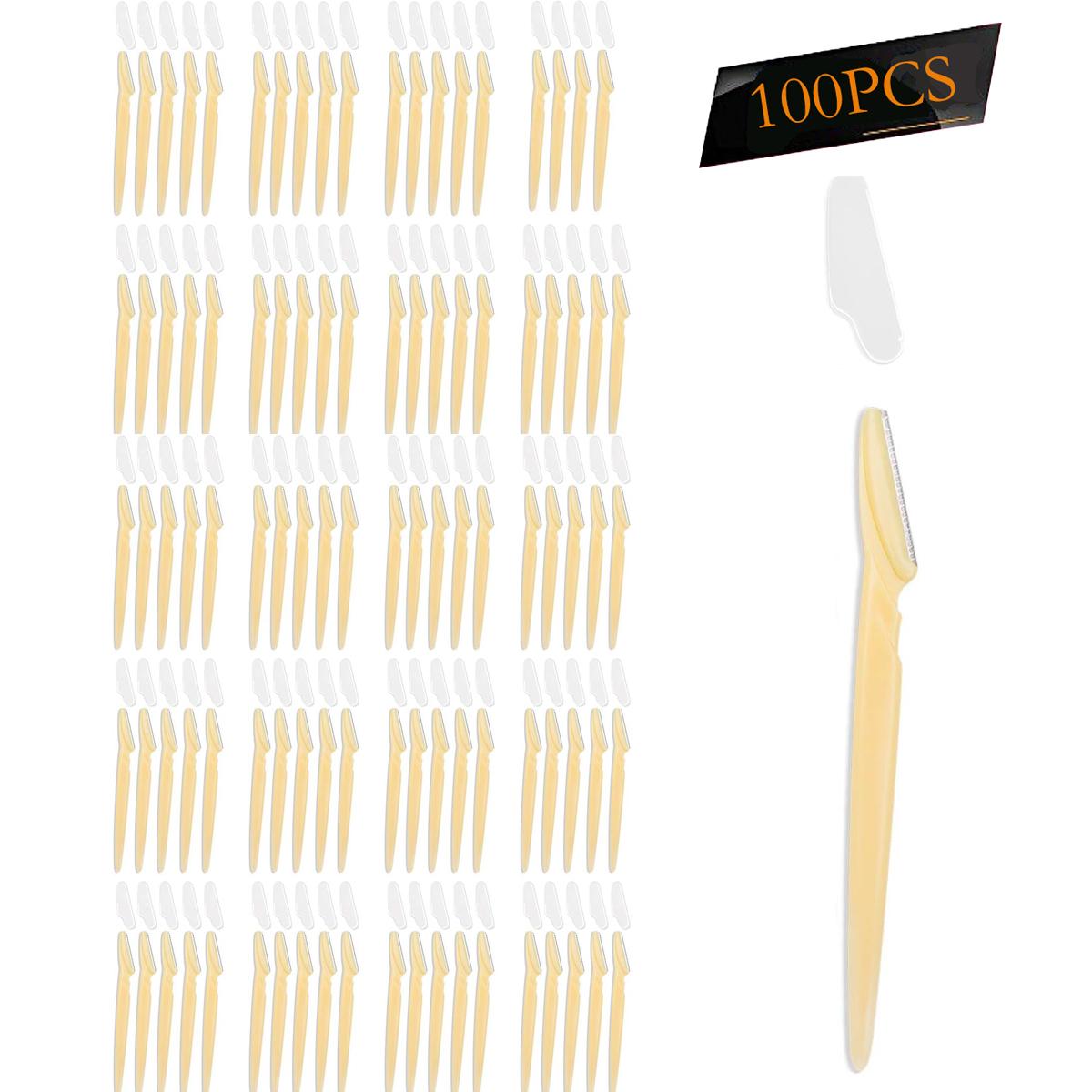 

Бритва для бровей, 100 шт. Многоцелевой отшелушивающий инструмент для стрижки и бритья Уход за бровями Бритва для лица и формирователь бровей Средство для удаления волос на лице 100 PCS оранжевый