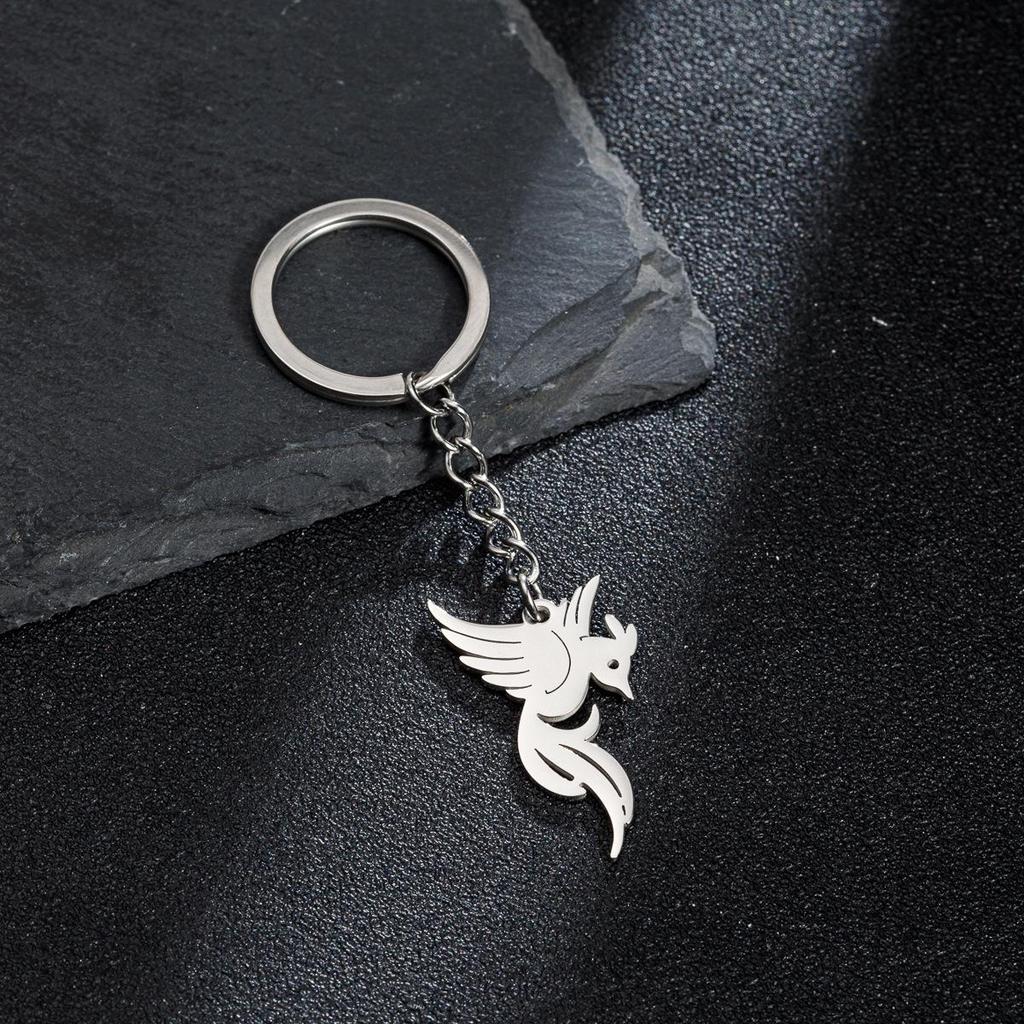 Stainless Steel Phoenix Bird Pendant Keychain Ornament