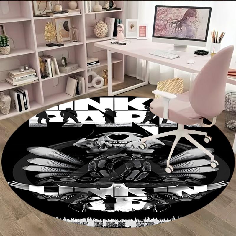 1pc Linkin Park3 Print Round Carpet Chair Round Carpet Suitable for Bedroom Living Room Home Decorative Carpet