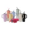Stainless Steel Handle Car Cup Double Drink Large Capacity Straw Cup Household Solid Color Light Luxury Thermos Cup
