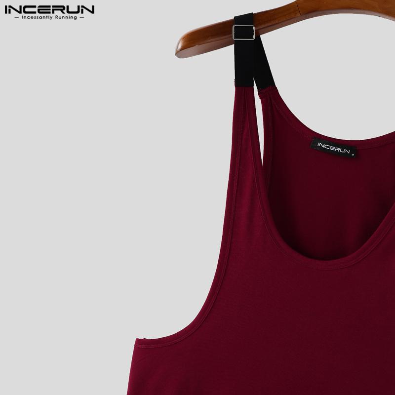 INCERUN Canottiera Cami da Uomo con Scollo a U Patchwork Senza Maniche Larga