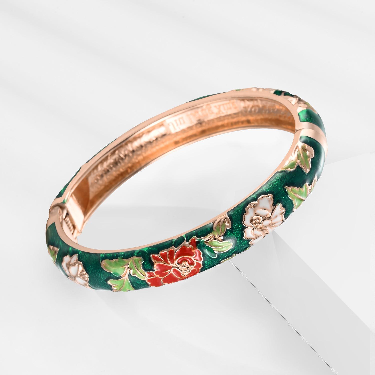 Женские эмалевые браслеты, женские браслеты с цветочным узором, браслеты в стиле викингов, подарки для женщин и девушек ярко-зеленый